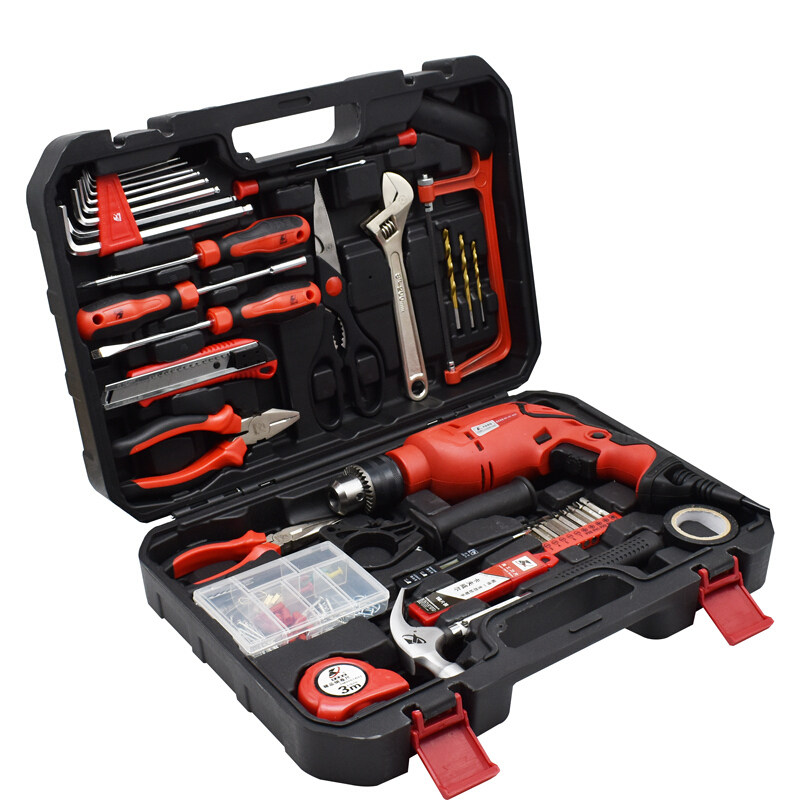 108件套电钻工具组套600W电钻套装13mm冲击钻工具箱日常维修工具