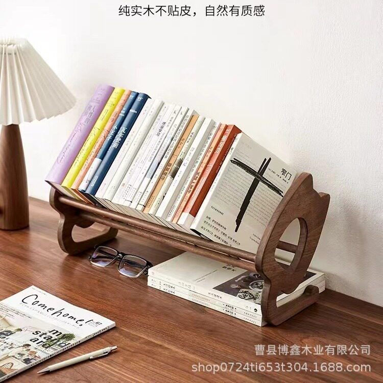 木质桌面图书收纳架可伸缩学生书本储物架实木多功能书桌整理架