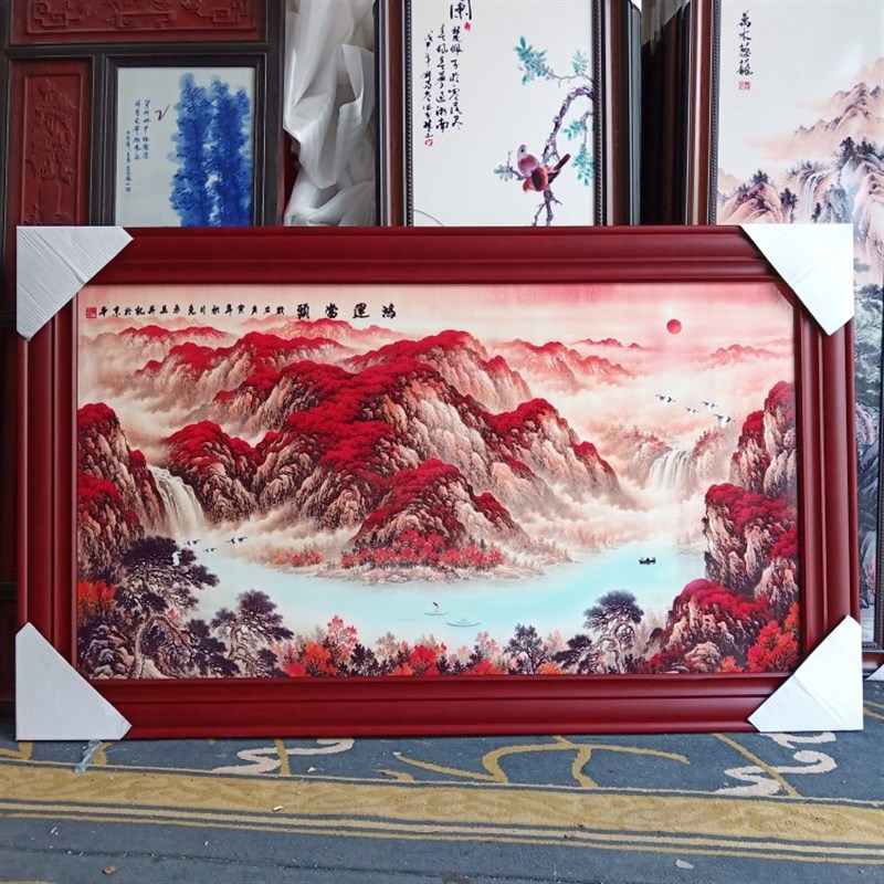 陶瓷装饰墙壁画 精选家居装饰陶瓷瓷板画 实木框中.堂走趟壁画