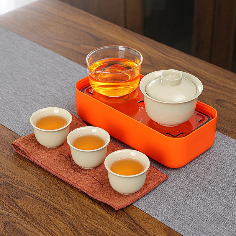 印象东方便捷旅行茶n具茶盘套装陶瓷快客杯一壶三杯家用户外泡茶