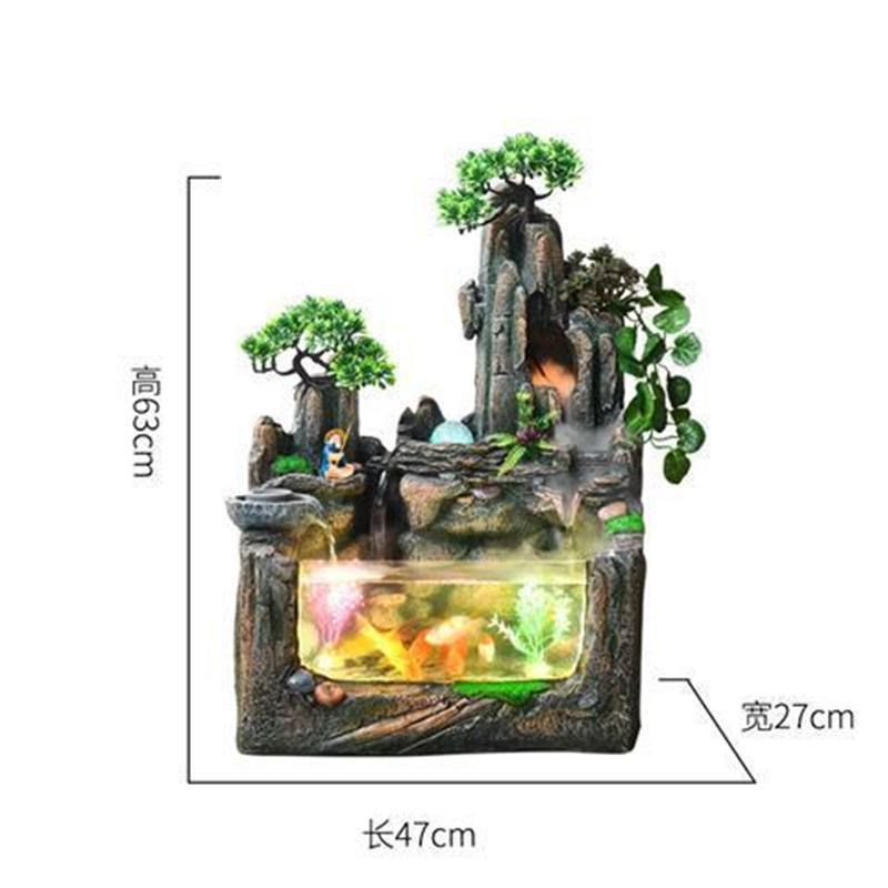 假山流水招财欧式喷泉鱼缸装饰客厅室内创意结婚开业大型落地摆件