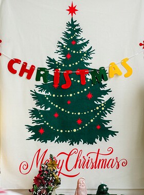 ins韩风圣诞树背景布圣诞节装饰品christmas装饰场景布置挂布墙布