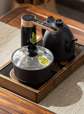 烧水壶电磁炉架子实木茶台茶桌面上嵌入一体式全自动电热水壶框架