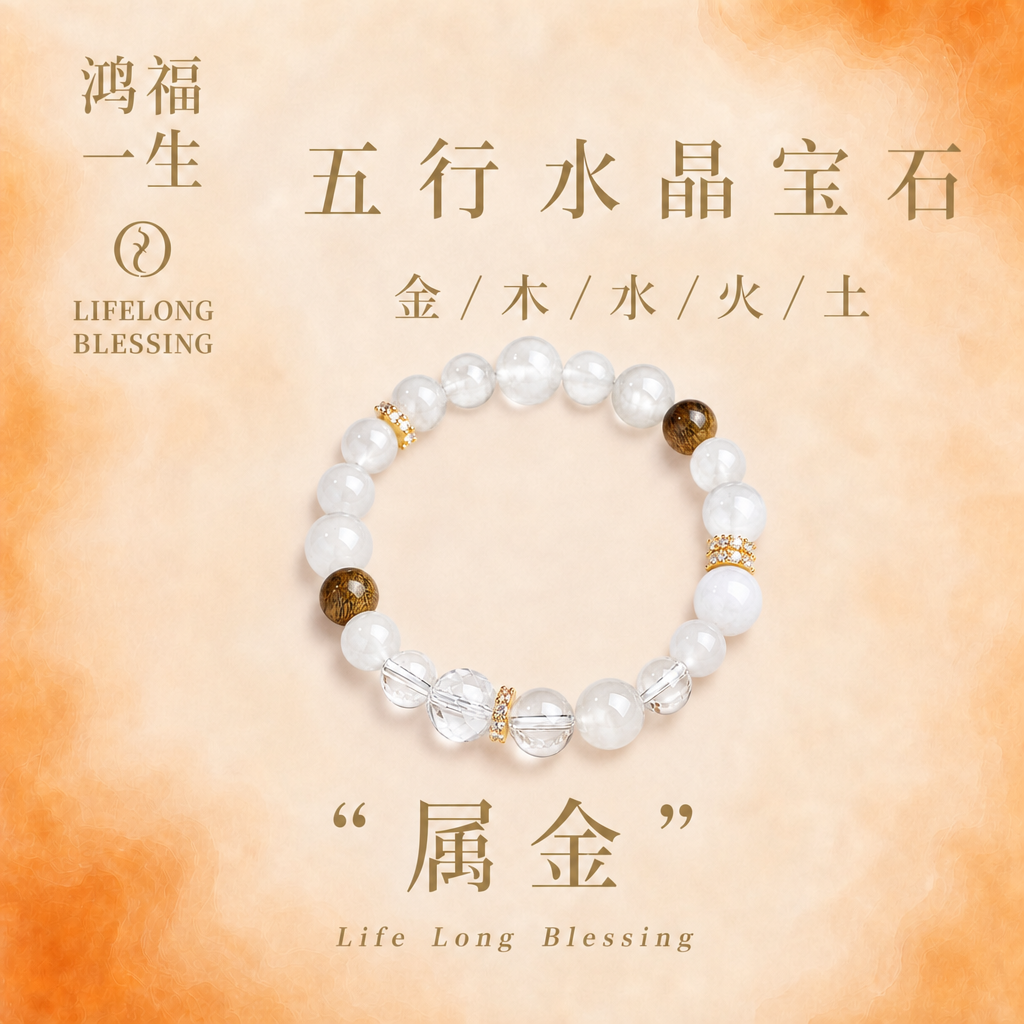 天然白水晶手链五行补金收藏级巴西白水晶手链女款原矿水晶超净体