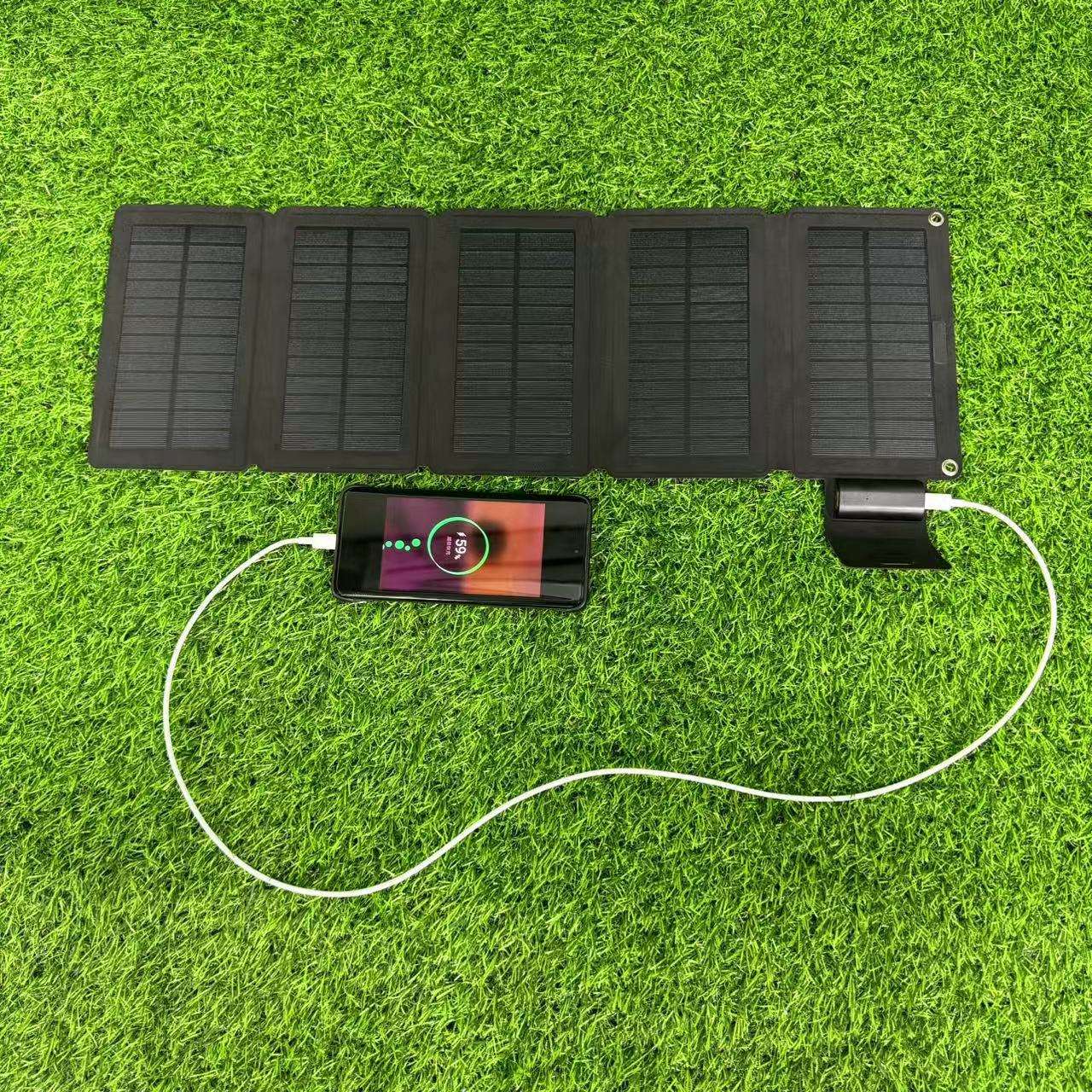 一体成型15W太阳能发电板手机稳压器快充户外太阳能板折叠充电器