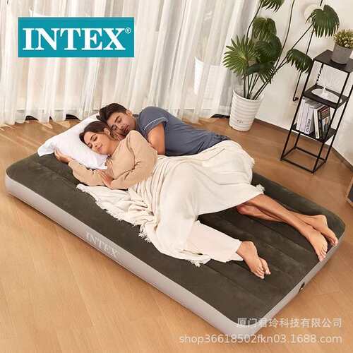 INTEX 64108 绿色双人植绒线拉空气床 双人床 家用充气床 便携