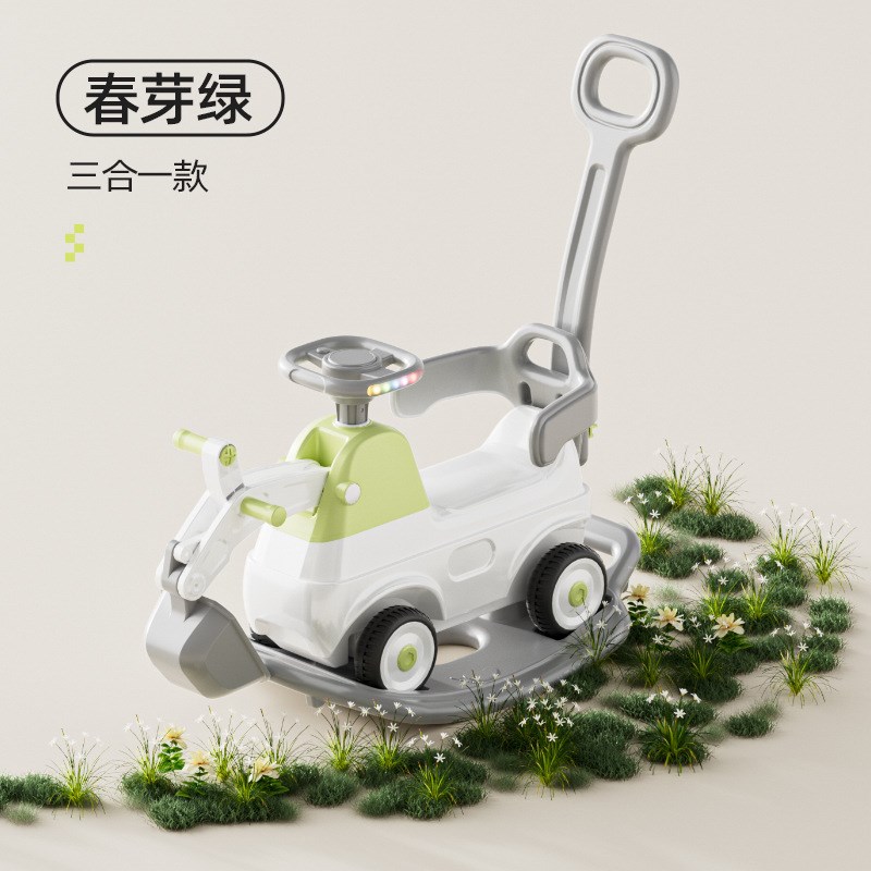 新款儿童滑行车可摇马/s挖机/带斗挖土男女宝宝坐灯光音乐四合一