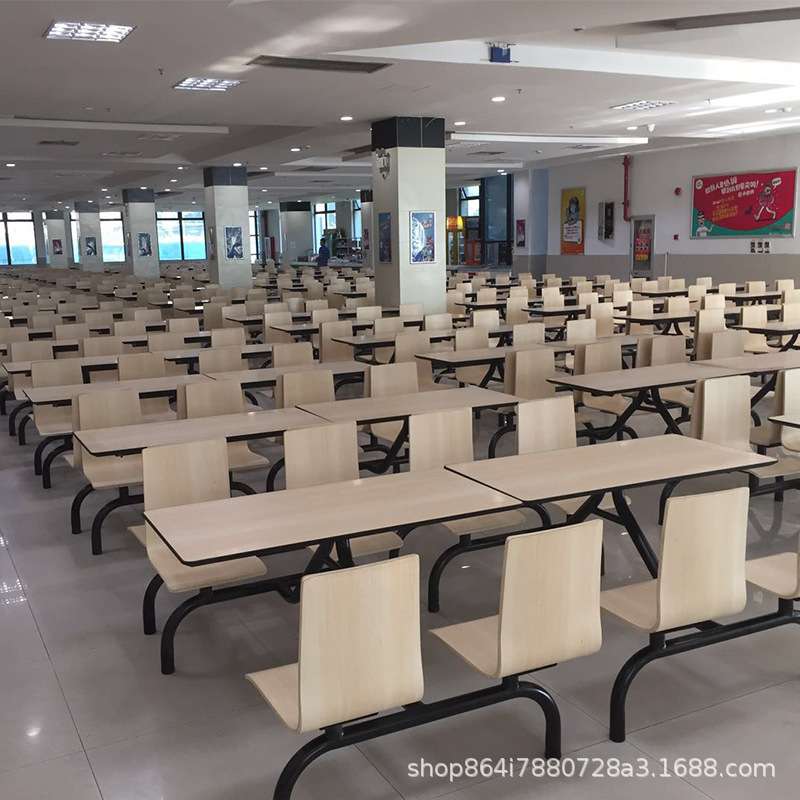 餐桌四连体学校员工饭店堂餐厅长方形商用企业连体食堂餐桌椅