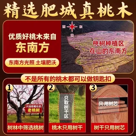 钥匙扣老桃木山鬼花钱项链吊坠雷击随身平安挂件汽车古钱币
