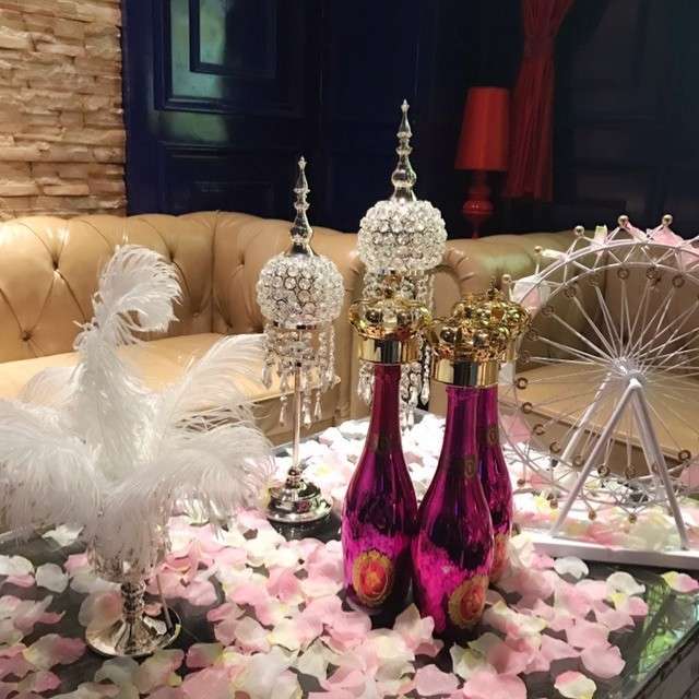 欧式简约金属水晶单头烛台酒店创意家居装饰摆件KTV婚庆烛台4376
