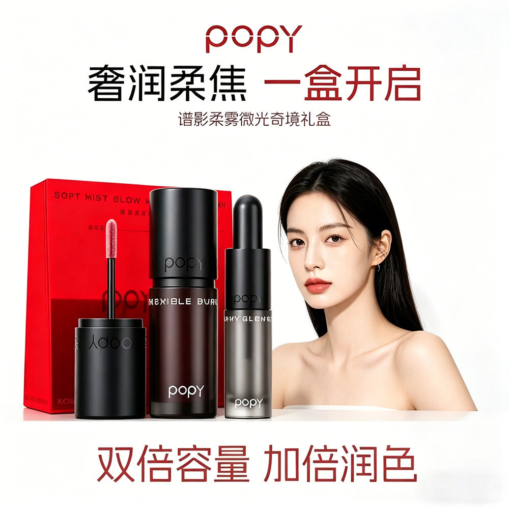 POPY唇泥唇蜜柔雾轻薄不拔干黄皮素颜显白面水光唇釉哑光口红唇彩