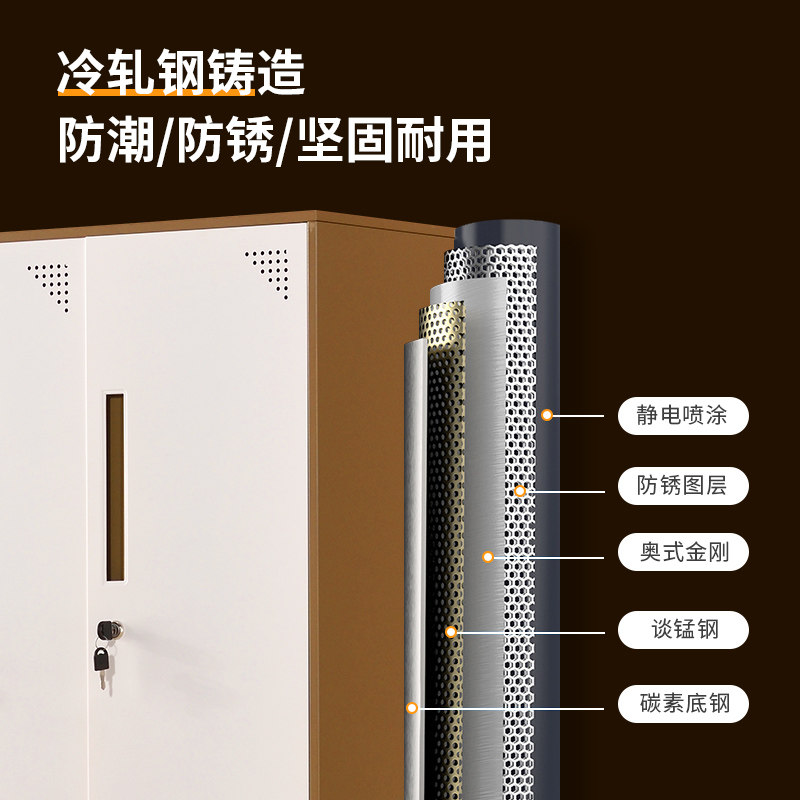 二门更衣柜员工储物柜家用衣橱带锁存包柜健身房浴室换衣柜铁皮柜
