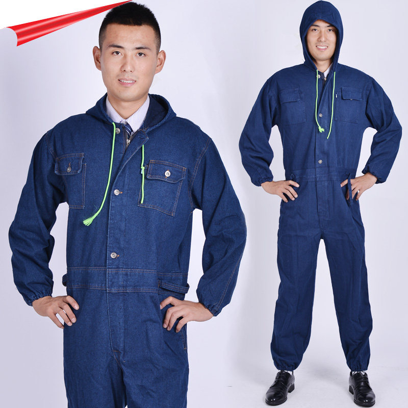 牛仔大码连体工作服男女工程服劳保服防尘汽修厂服电焊服耐磨包邮