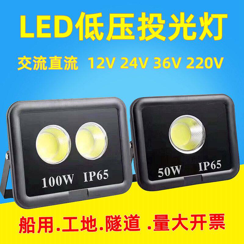 低压直交流船用12V24V 36V伏LED投光灯100W户外防雨抗干扰照明灯