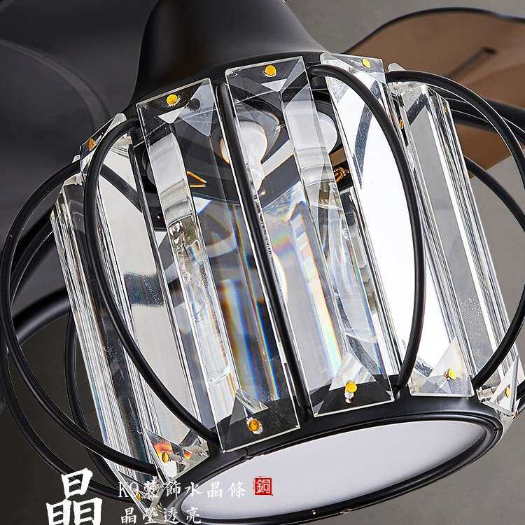 现代新中式风扇吊灯轻奢客厅水晶风扇灯工业风餐厅隐形吊扇灯家用