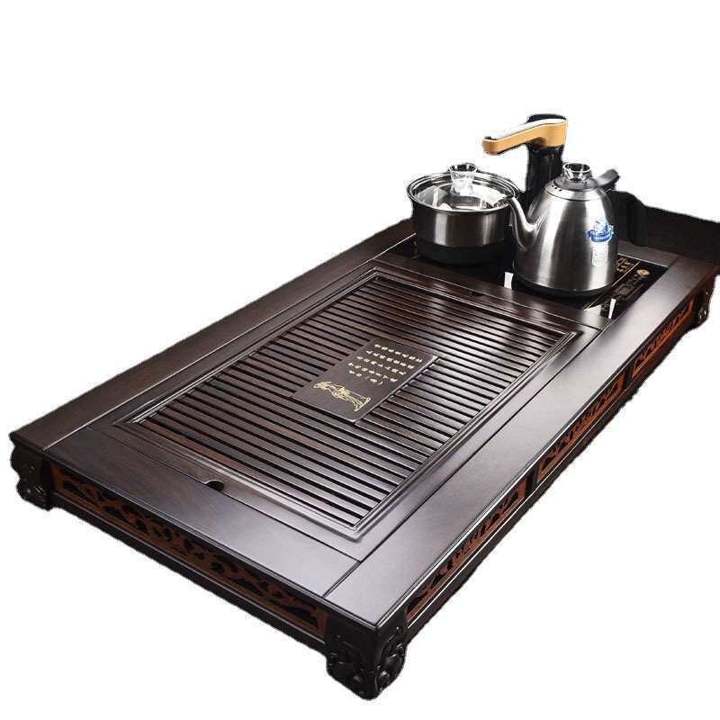 厂家 黑檀木茶盘金镶玉茶台家用整套四合一茶盘新中式排水托盘