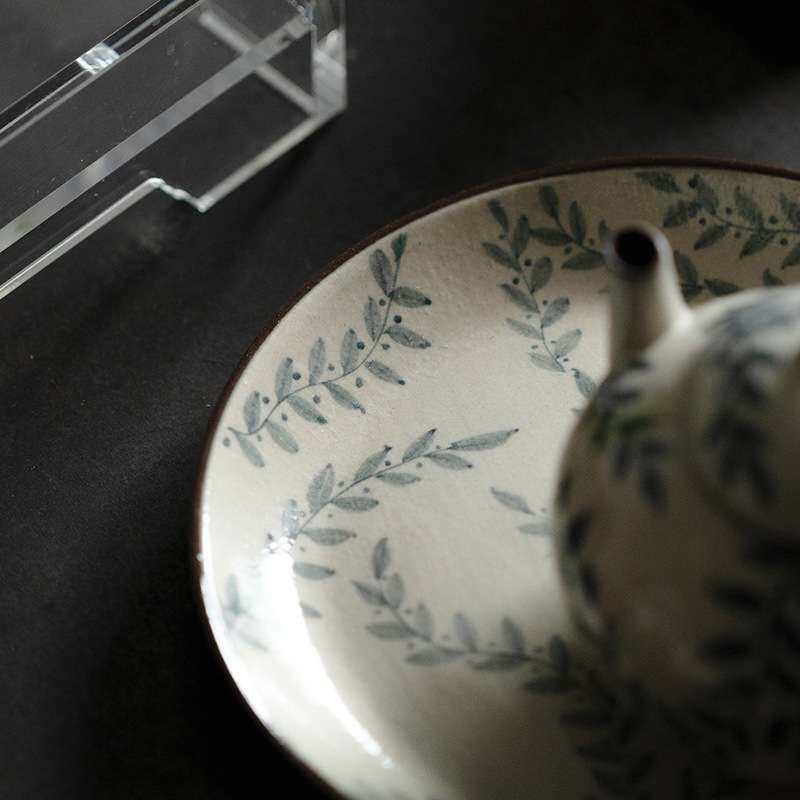 梵汝景德镇茶道青花连理枝圆逸壶承干泡盘茶承茶具茶托茶盘点心盘