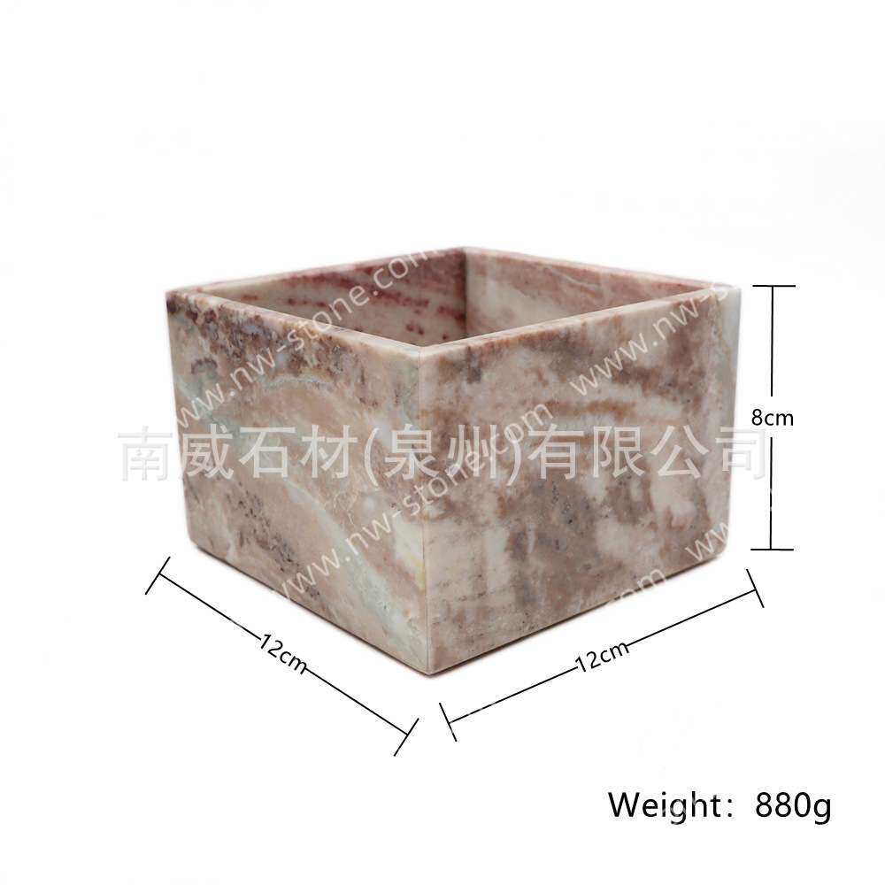 田园风天然大理石置物盒化妆棉签杂物收纳盒梳妆台首饰精品盒