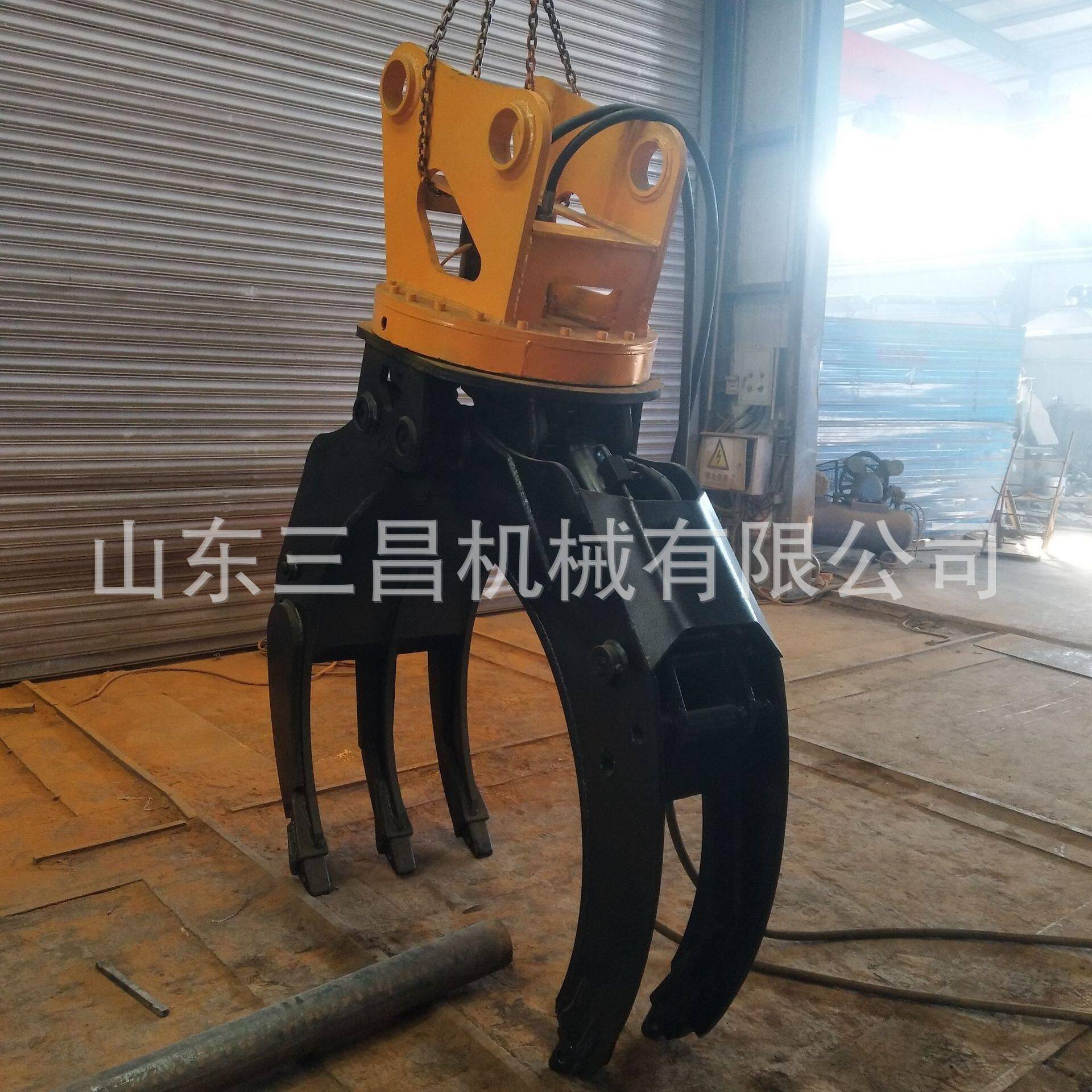 挖掘机机械生活垃圾废钢抓手_液压旋转抓石器_快速连接液压抓木器