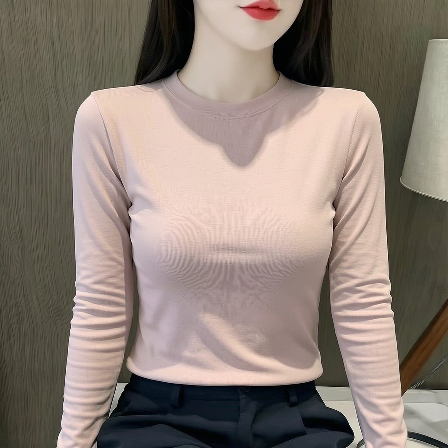 纯棉加厚磨毛打底衫女内搭秋冬2026新款修身显瘦长袖t恤秋衣上衣