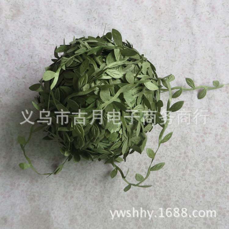 花亦花厂家供应仿真柳叶花环编织200米绿色藤条家居装饰藤条现货