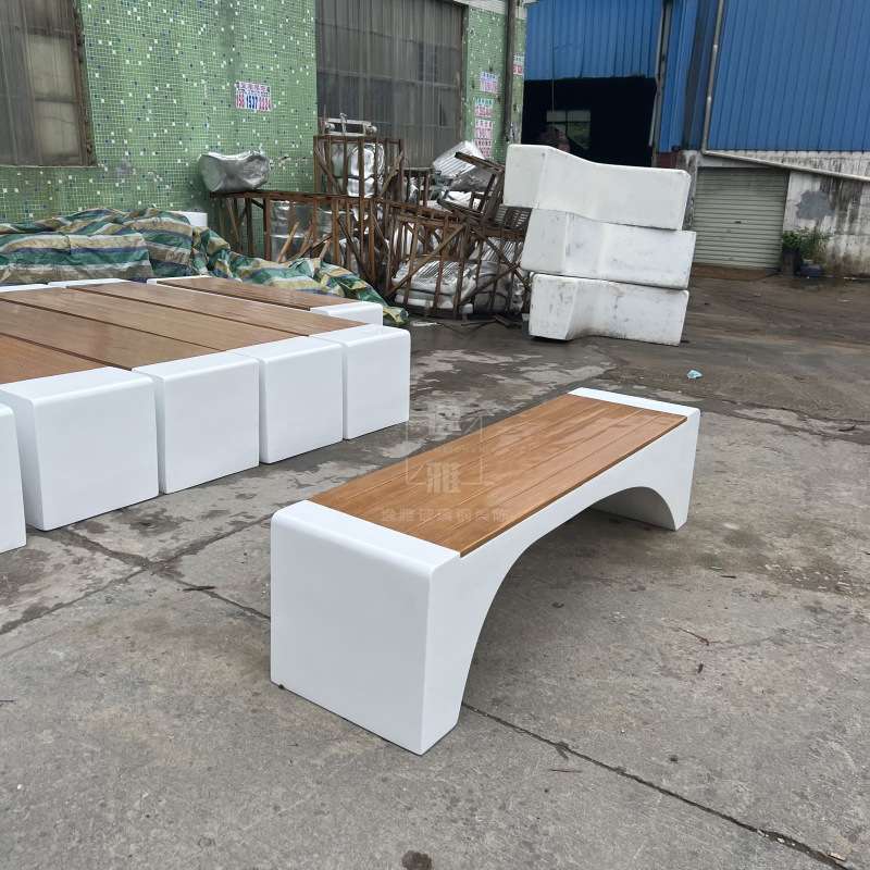 商场座椅花盆组合玻璃钢休闲椅户外公共休息区座椅公园防腐木长椅