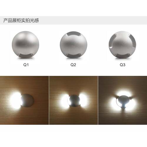 侧发光透光偏光地埋灯3W户外防水IP67广场埋地LED龟壳灯12V地板灯