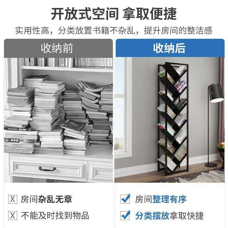 树形书架旋转置物架儿童壁挂式学生木板落地式多功能收纳架