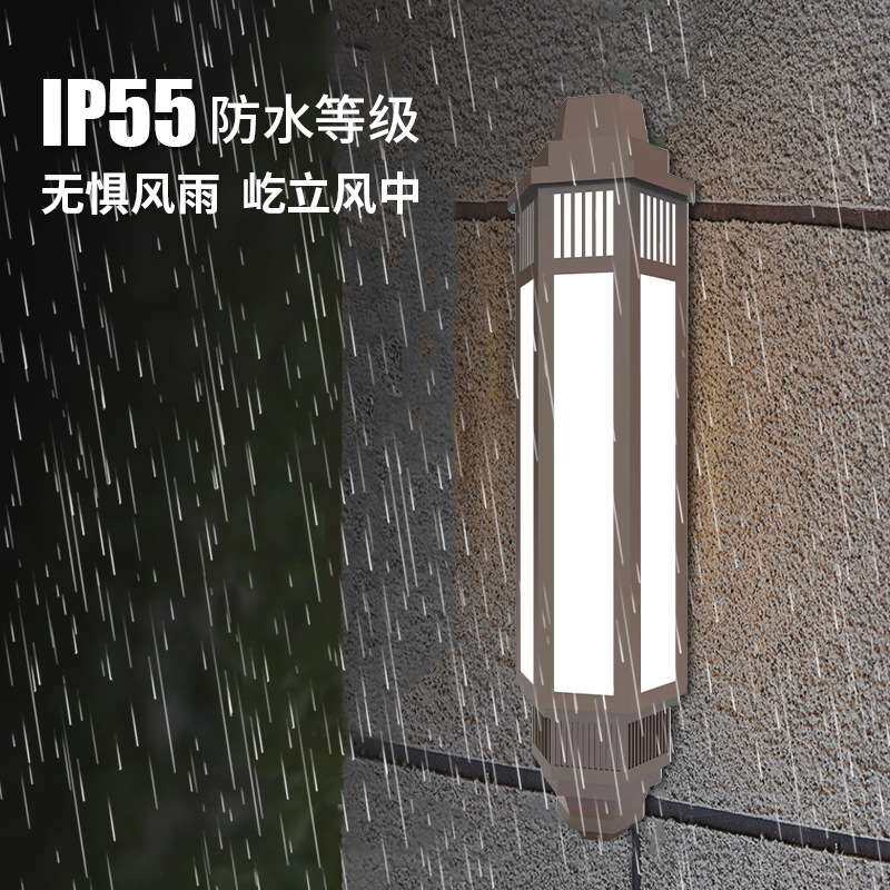 户外壁灯防水别墅仿云石中式庭院透光大门柱入户室外过道露台外墙