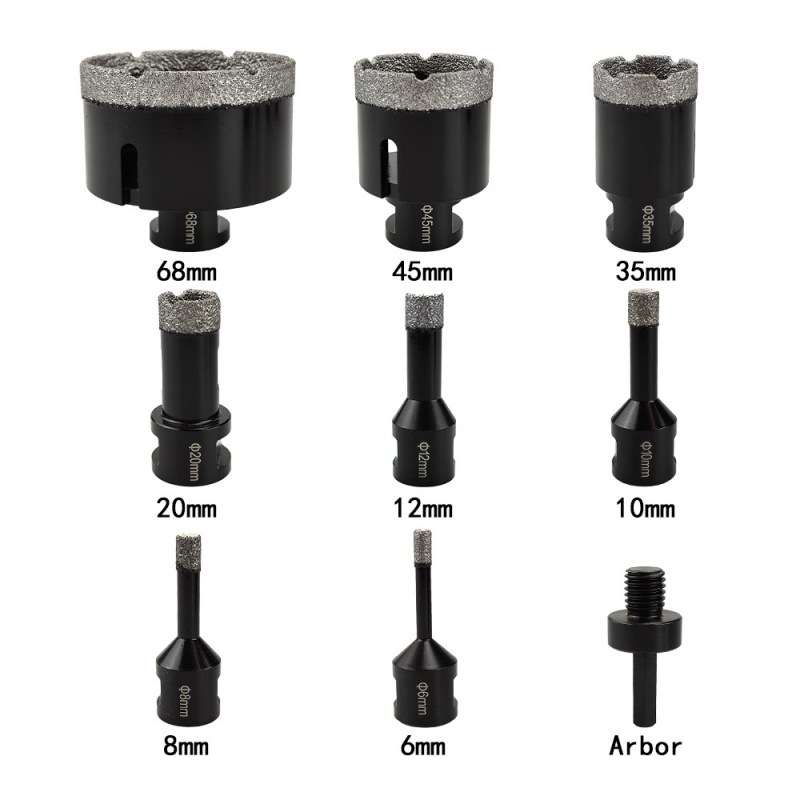 M14螺纹9件套瓷砖切割工具钎焊金刚石钻头大理石孔锯干式钻头