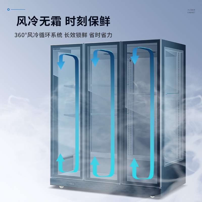 鲜花柜花保湿保鲜柜冷藏展示柜风冷无霜花店花房立式冷柜跨境热销
