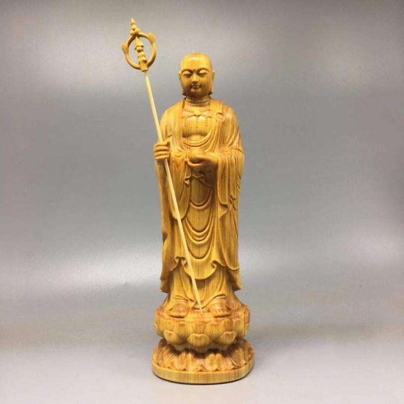 崖柏木雕地藏王菩萨摆件经典雕刻工艺品文玩车载摆件家居桌面饰品