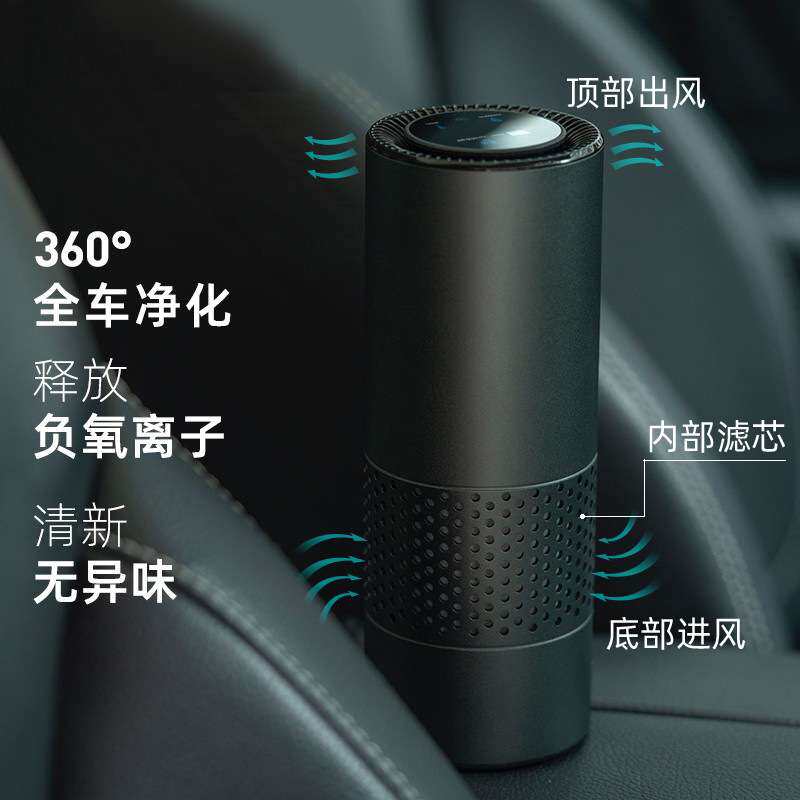 跨境热销车载空气净化器智能人体感应负离子除异味小型桌面净化器