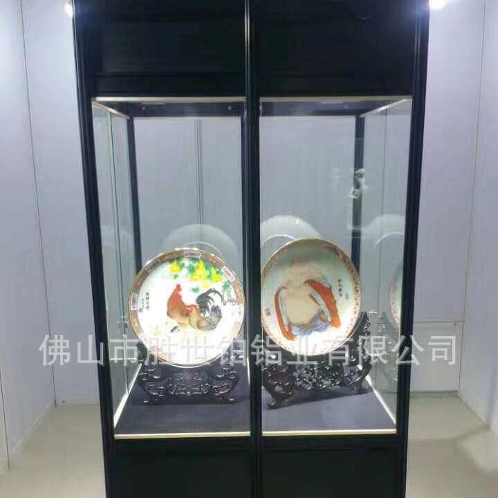 胜世铂工厂加工黑色八棱柱玻璃铝展示柜珠宝玉器展柜拆装用展柜厂