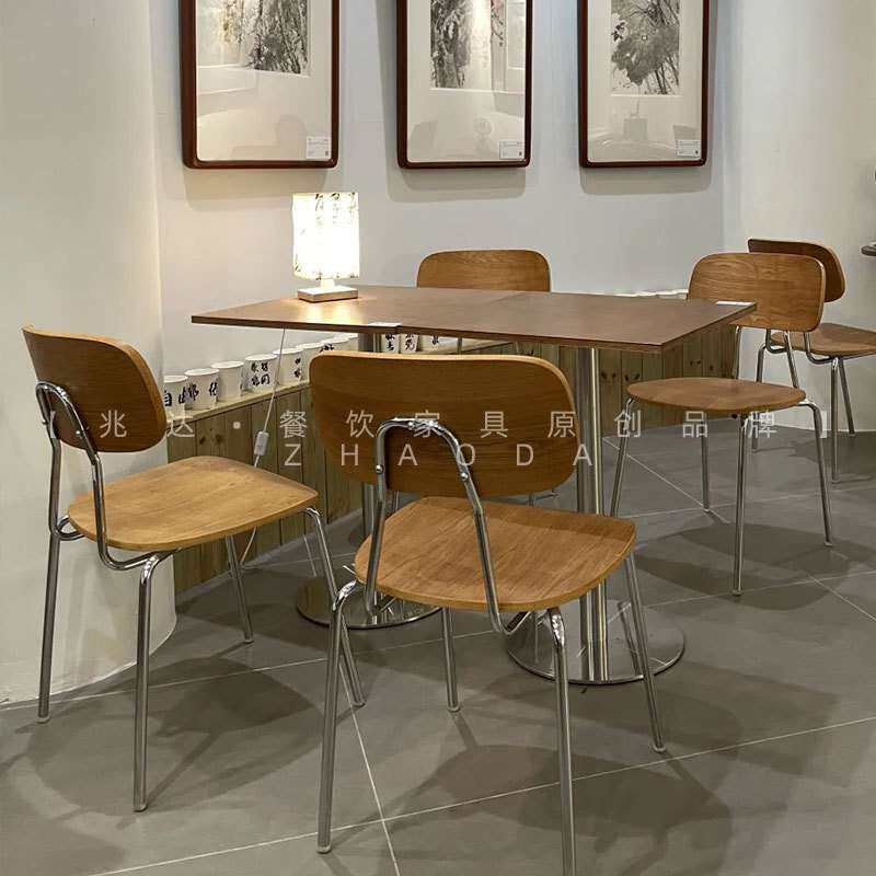 美式咖啡桌工作休闲洽谈桌下午茶小圆桌西餐厅方桌中古海洋板桌子