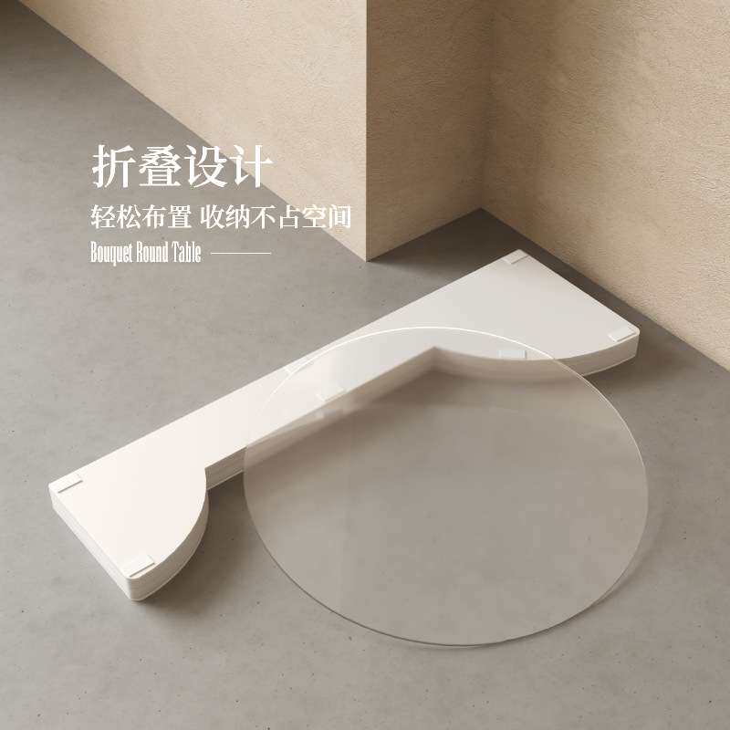 简约时尚桌子洽谈折叠家用圆桌 民宿阳台不占空间创意边几小茶桌