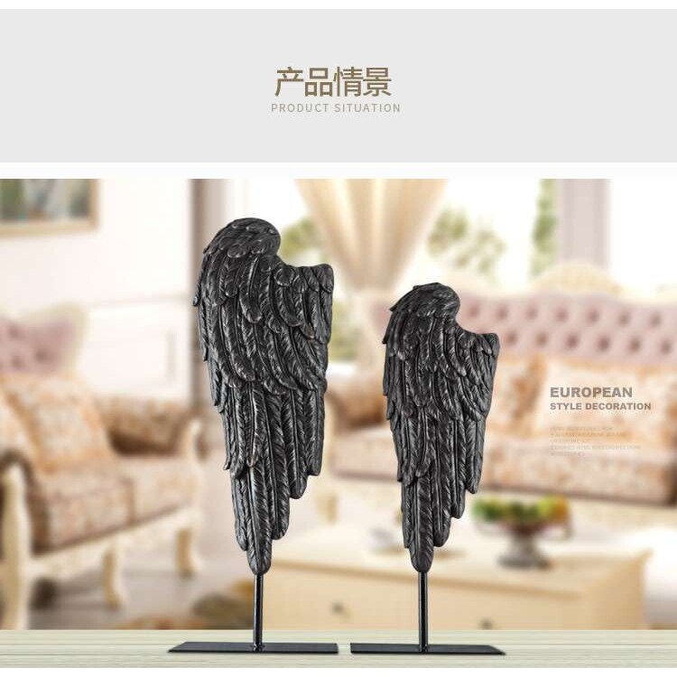 欧式家居装饰品复古铁艺羽翼摆件 玄关门厅客厅书房摆件商务送礼