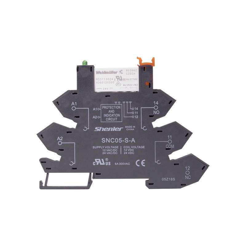 申乐超薄继电器套装RNC1CO024带底座薄型继电器dc24v1组常开6A