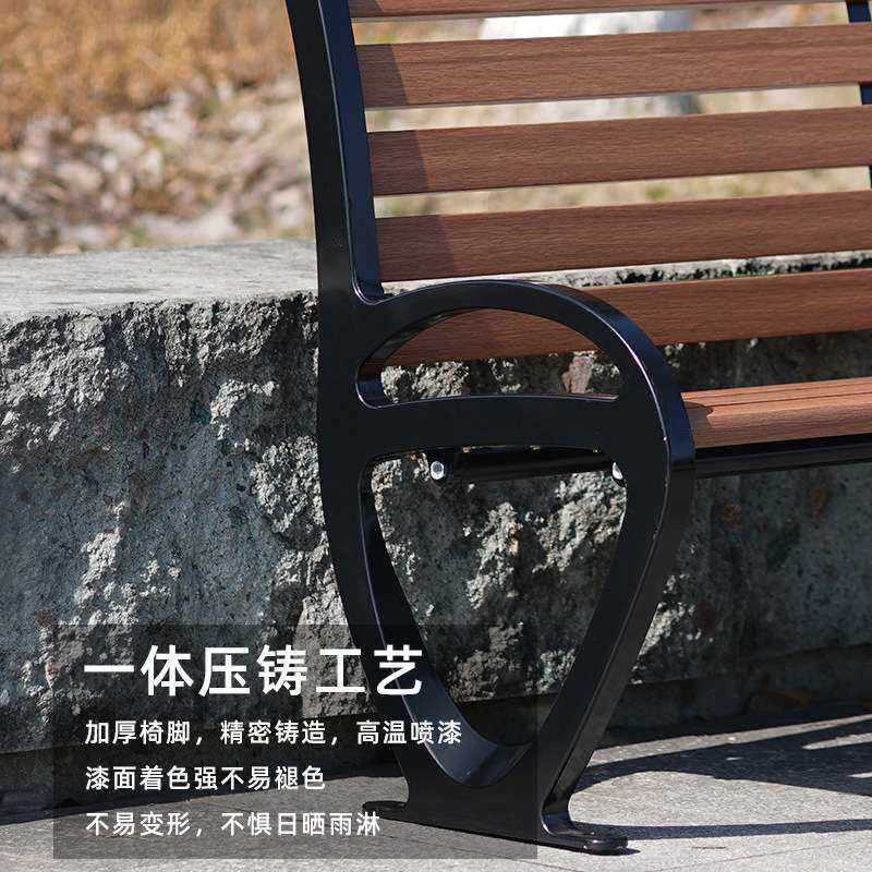 户外菠萝格防腐木椅园林公园椅PS塑木椅长条椅长凳子广场休闲椅子