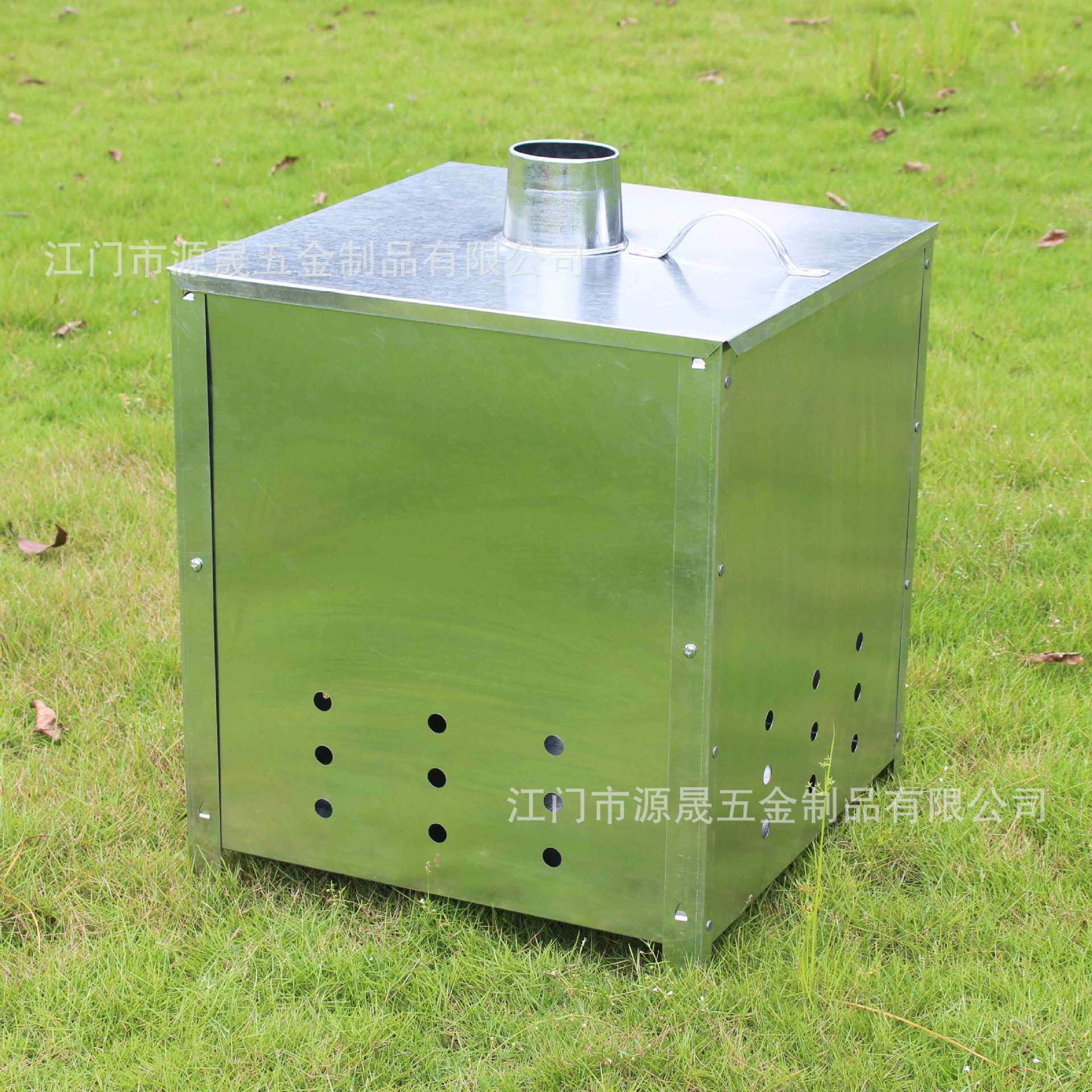 跨境货源欧式铁制翻盖垃圾桶方形户外树叶焚烧桶110L 垃圾焚烧炉