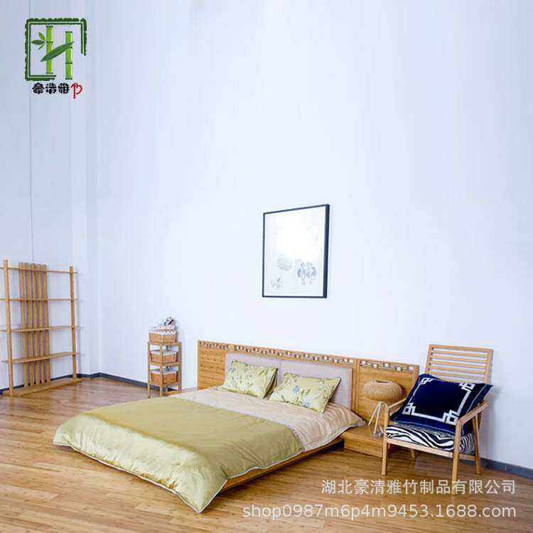 立豪竹制品厂酒店双人床楠竹家具竹床双人大床加工床头柜竹床箱