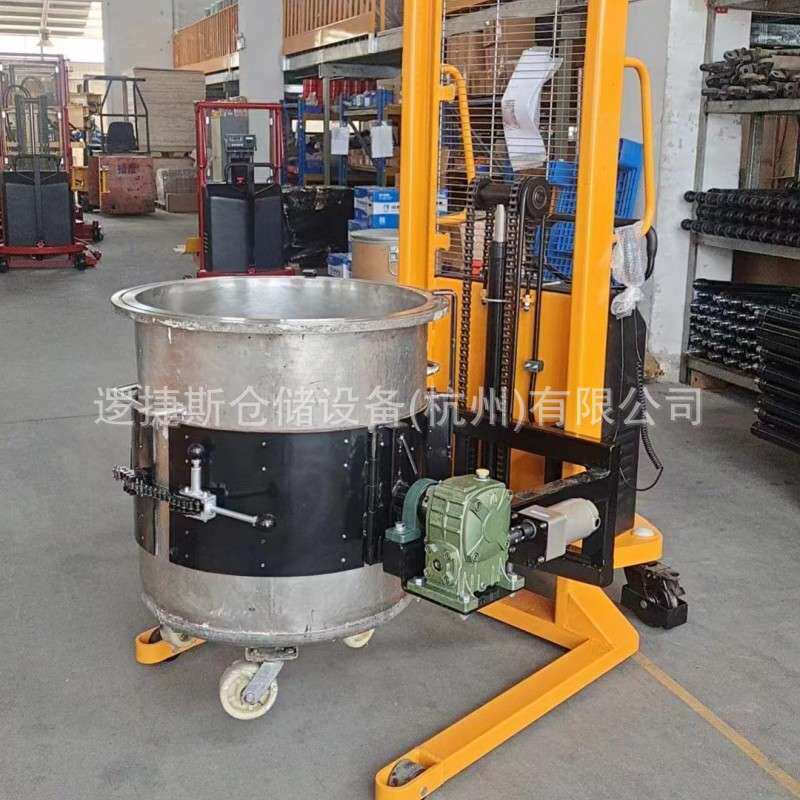 半电动油桶翻转车520kg升高1.5m翻转180°自动油桶倒料车