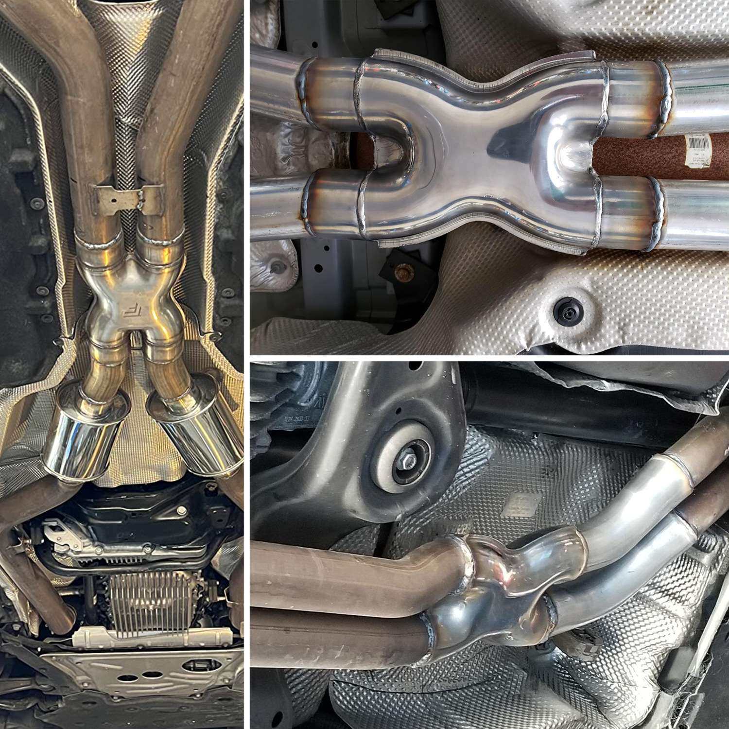 汽车409不锈钢排气管改装Y型三通 H X型四通连接管51 57 63 76MM