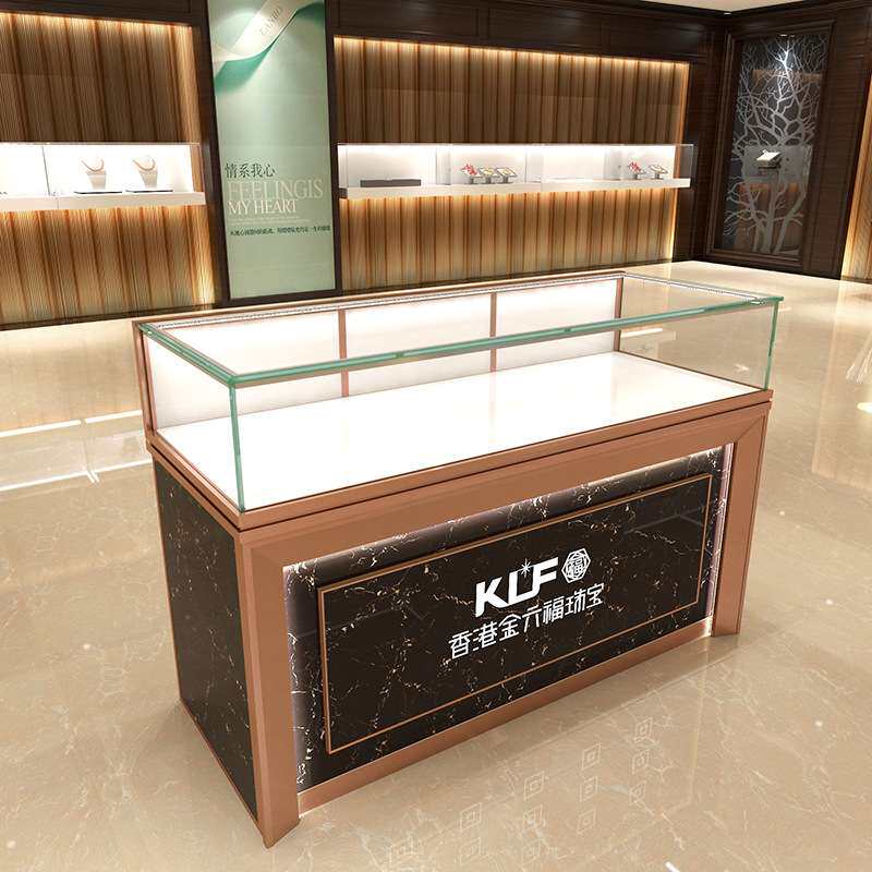 新款钢化玻璃黄金柜台玉器展示柜珠宝首饰展柜博物馆陈列柜台货架