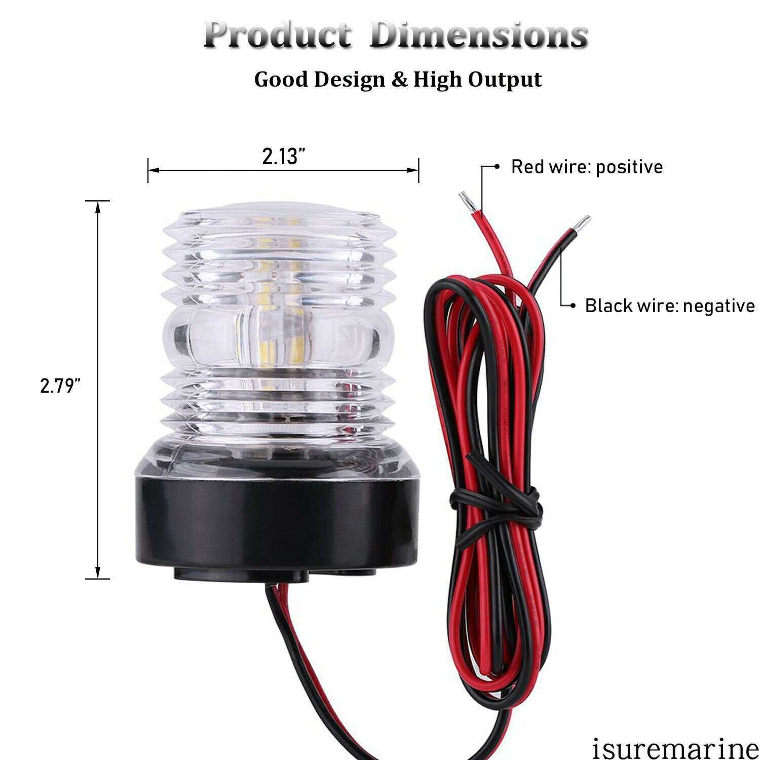 黑/白色12伏360度LED/钨丝尼龙底座船舷灯航行灯船用五金游艇配件