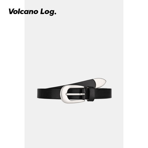 【火山日志】真皮简约银扣细腰带