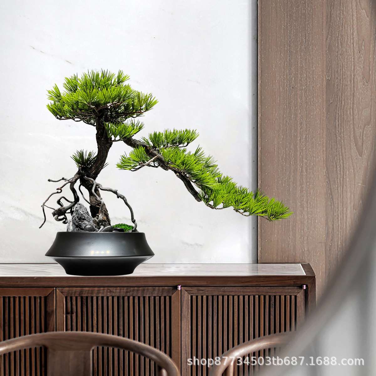 仿真迎客松盆景绿植盆栽客厅电视柜玄关办公室家居装饰新中式摆件
