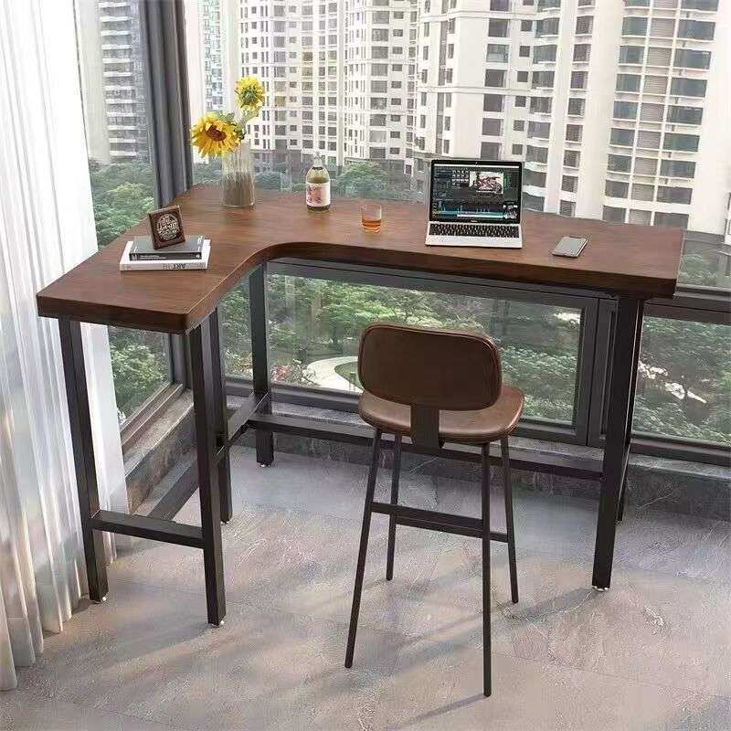 简约实木转角吧台桌阳台休闲小吧台现代家用l型吧台桌高脚桌