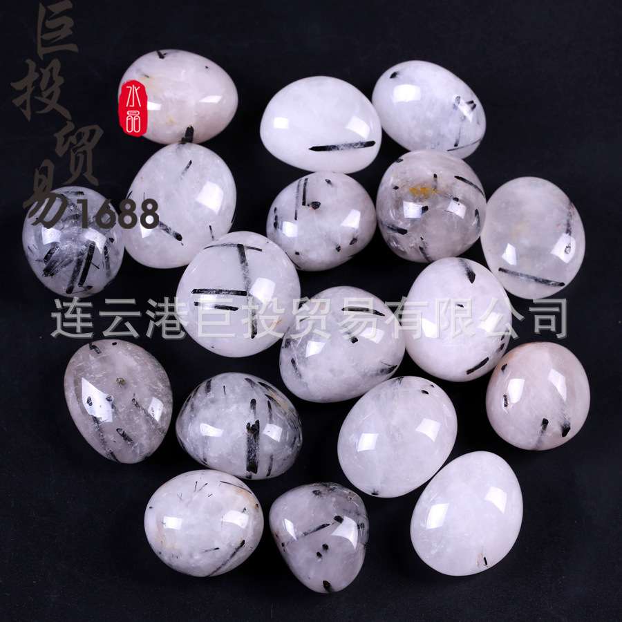 天然黑发晶滚石摆件tumble黑碧玺水晶翻滚大颗粒裸石随形碎石把玩