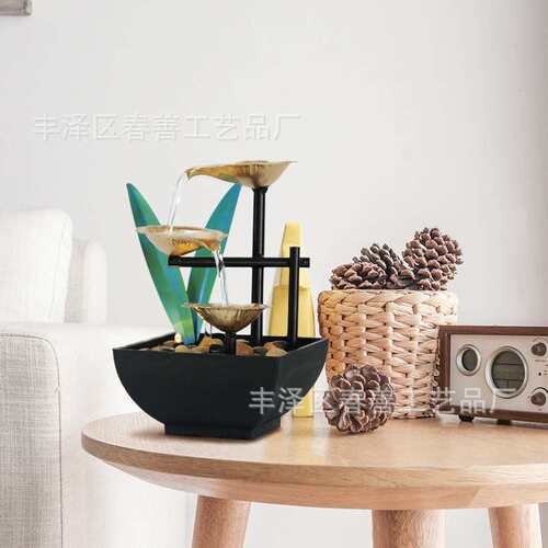 Home decor跨境新款流水摆件桌面喷泉办公室风水摆件亚马逊代发